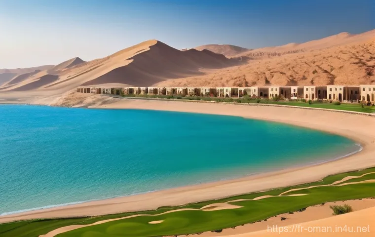 오만의 주요 산업군 - Generate an image of a breathtaking, expansive desert landscape in Oman, reminiscent of Wahiba Sands...