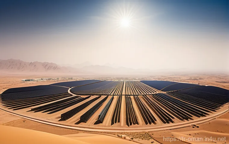 오만의 주요 산업군 - Generate an image of a breathtaking, expansive desert landscape in Oman, reminiscent of Wahiba Sands...