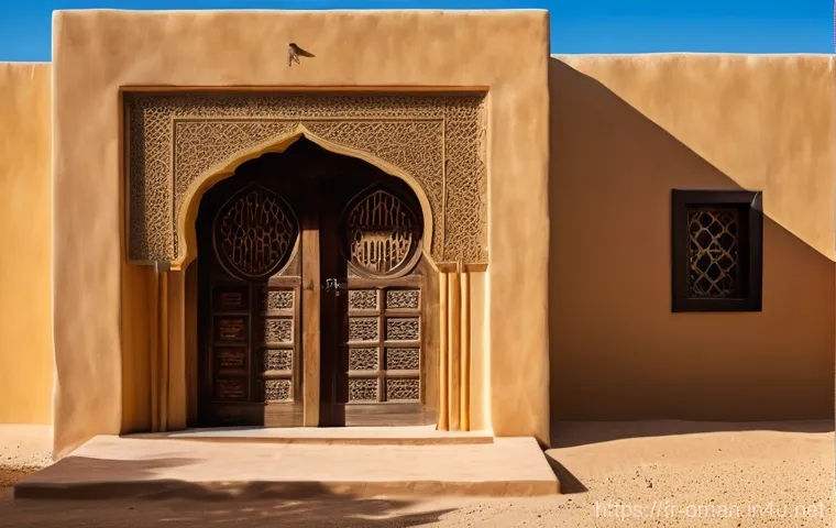 오만의 전통 주택 디자인 - **Prompt:** A picturesque exterior view of a traditional Omani house in a tranquil desert-mountain l...