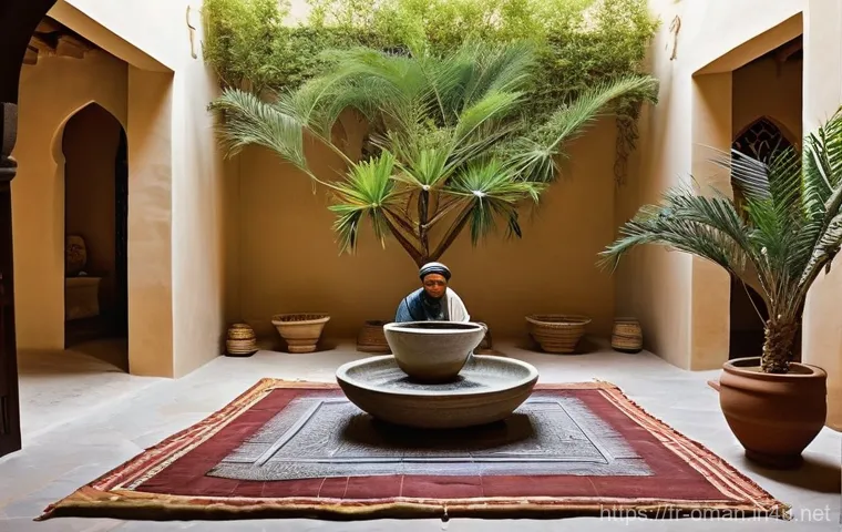 오만의 전통 주택 디자인 - **Prompt:** A picturesque exterior view of a traditional Omani house in a tranquil desert-mountain l...