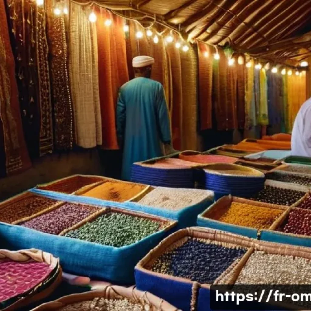 오만 무스카트 관광 - **Prompt:** "A bustling scene in Muttrah Souk, Muscat, Oman. Focus on a young woman, possibly a tour...