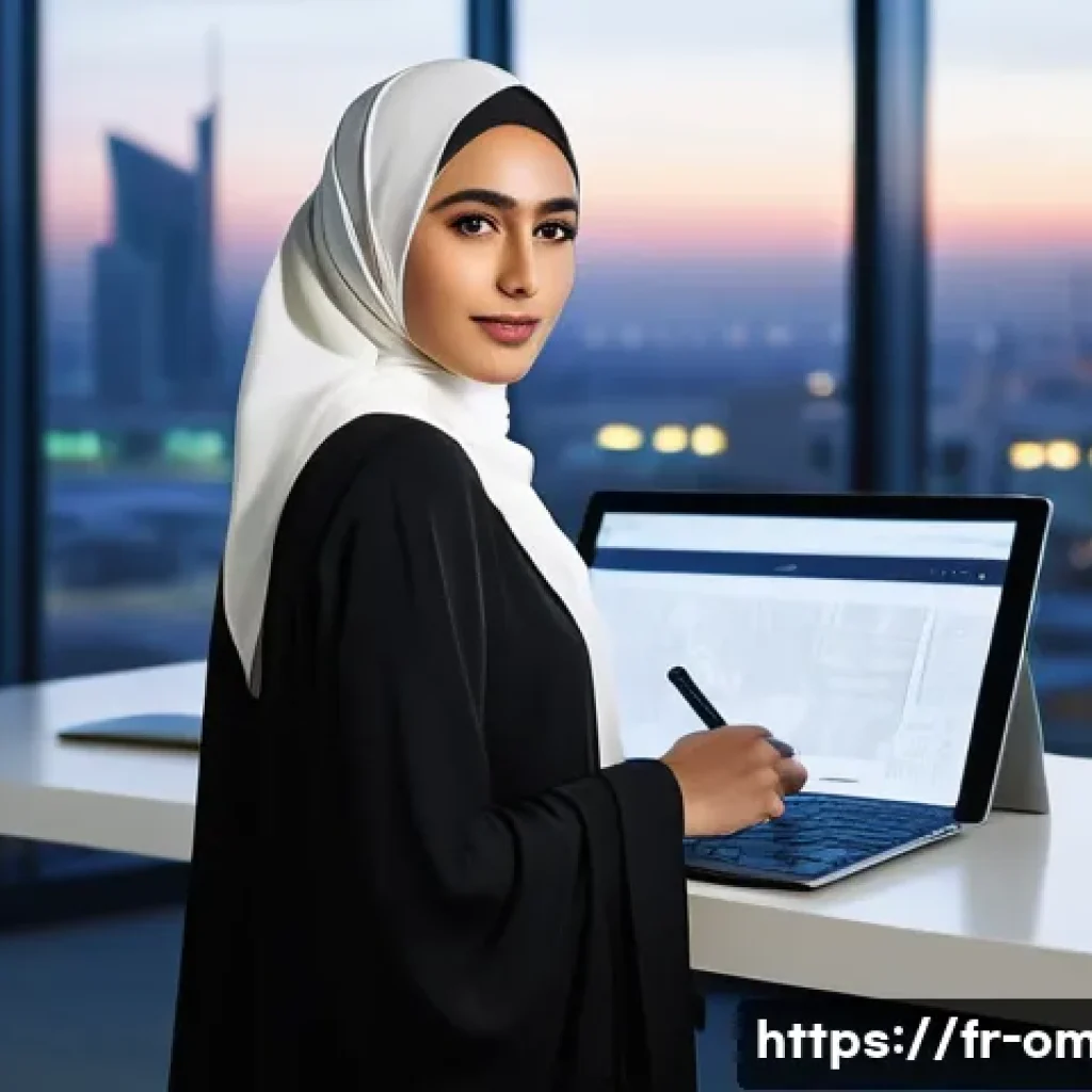 오만 여성의 사회적 역할 - **Prompt 1: Modern Omani Professional in an Urban Setting**
    A confident and elegant young Omani ...
